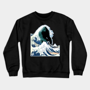 The Great Bigfoot Wave Sasquatch Classic Art Painting Ocean Sea Crewneck Sweatshirt